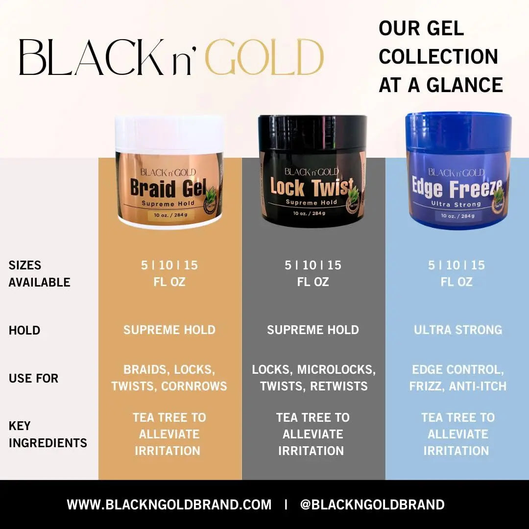 Black 'n Gold BRAID GEL 15 FL.OZ. (SUPREME HOLD) JAHB BEAUTY SUPPLY