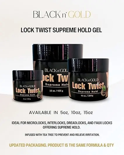 Black 'n Gold LOCK TWIST GEL 10 FL.OZ. (SUPREME HOLD) JAHB BEAUTY SUPPLY