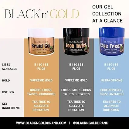 Black 'n Gold LOCK TWIST GEL 10 FL.OZ. (SUPREME HOLD) JAHB BEAUTY SUPPLY