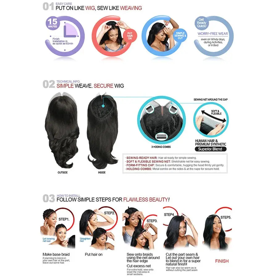 Bobbi Boss Human Hair Blend Weave-A-Wig - Sheila JAHB BEAUTY SUPPLY