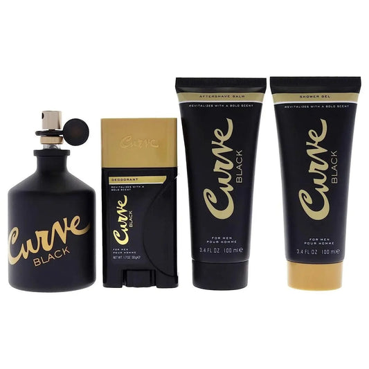 Curve Black By Liz Claiborne For Men 4Pcs Set EDC Spray