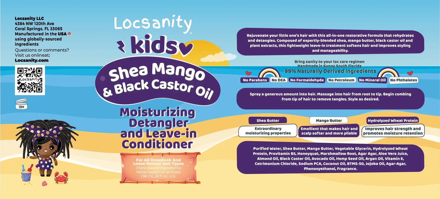 Locsanity Kids Shea Mango & Black Castor Oil Moisturizing Detangler and Leave-in Conditioner Locsanity