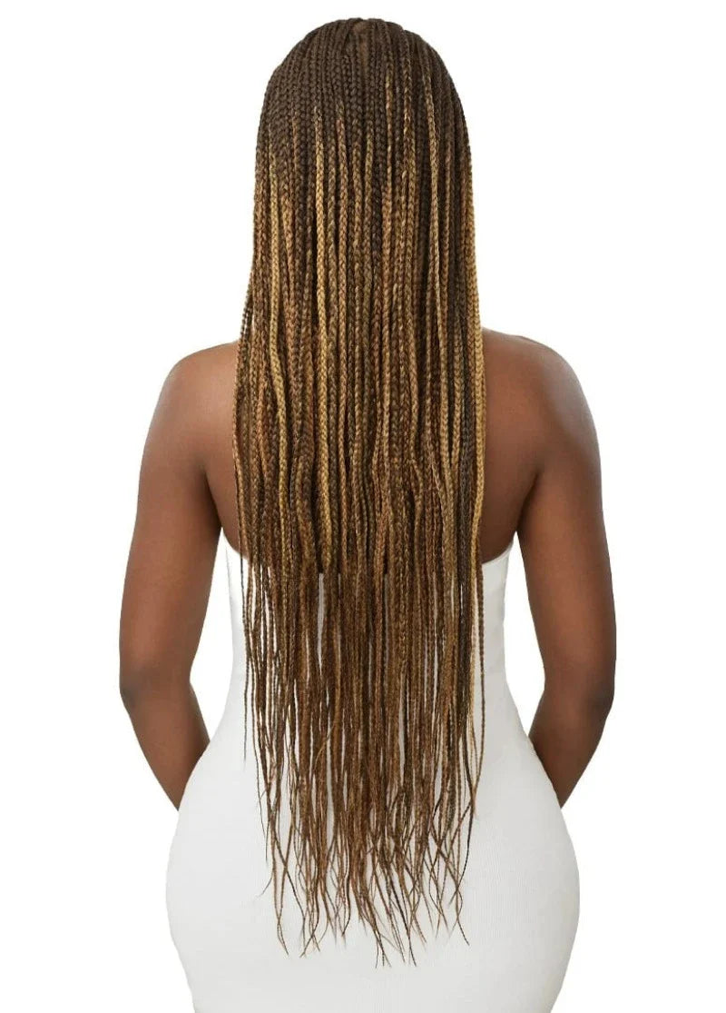 Glueless 100% Fully Hand-Tied Pre-Braided HD Transparent Whole Lace Wig - KNOTLESS BOX BRAIDS 36"