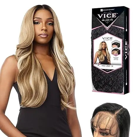 Sensationnel Vice Lace Front Wigs - Unit 14 5 Inch Deep Part Synthetic Preplucked Hairline (FLAMBOYAGEMOCHA) JAHB BEAUTY SUPPLY