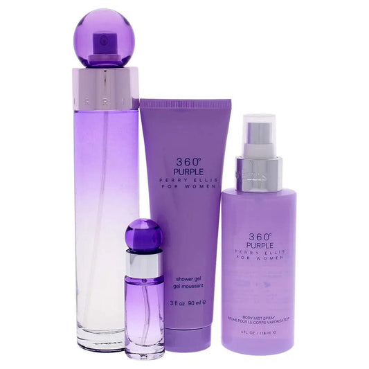 360° Purple By Perry Ellis For Women 4Pcs Set EDP Spray