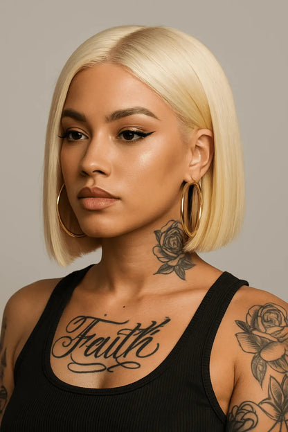 613 Lace Front Bob Wig (Platinum Blonde) Icy Cutie Crown'd Cuties