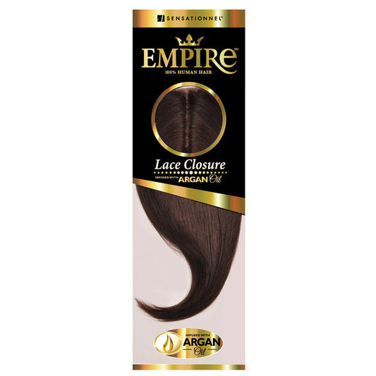 Sensationnel Empire Yaki Human Hair 3-Way Parting Closure - 12"inch lacepart hand tied weaving closure (HOTPINK)