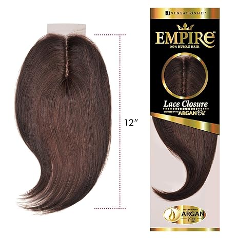 Sensationnel Empire Yaki Human Hair 3-Way Parting Closure - 12"inch lacepart hand tied weaving closure (HOTPINK)