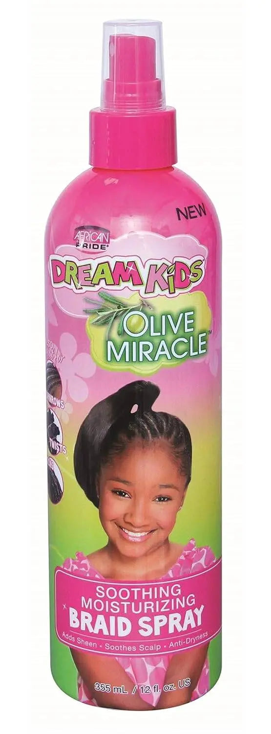 African Pride Dream Kids Olive Miracle Soothing Moisturizing Braid Spray 12 oz VIP Extensions