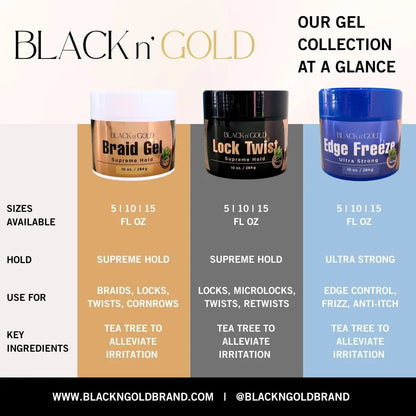 Black 'n Gold BRAID GEL 15 FL.OZ. (SUPREME HOLD) JAHB BEAUTY SUPPLY