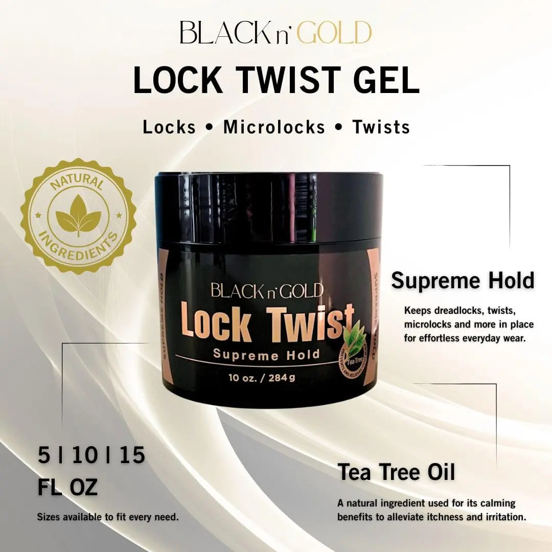 Black 'n Gold LOCK TWIST GEL 10 FL.OZ. (SUPREME HOLD) JAHB BEAUTY SUPPLY