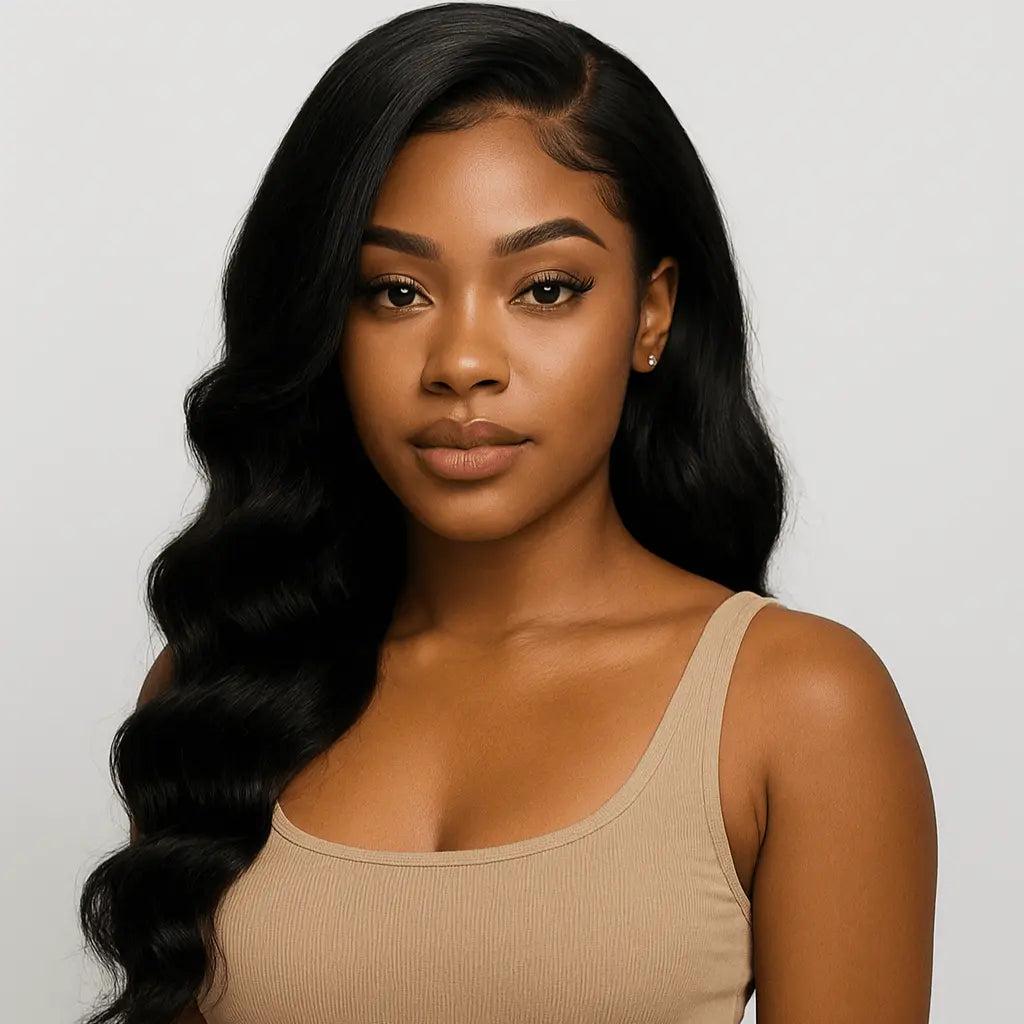 Brazilian Loose Wave 13x4 Frontal – Natural Black Crown'd Cuties