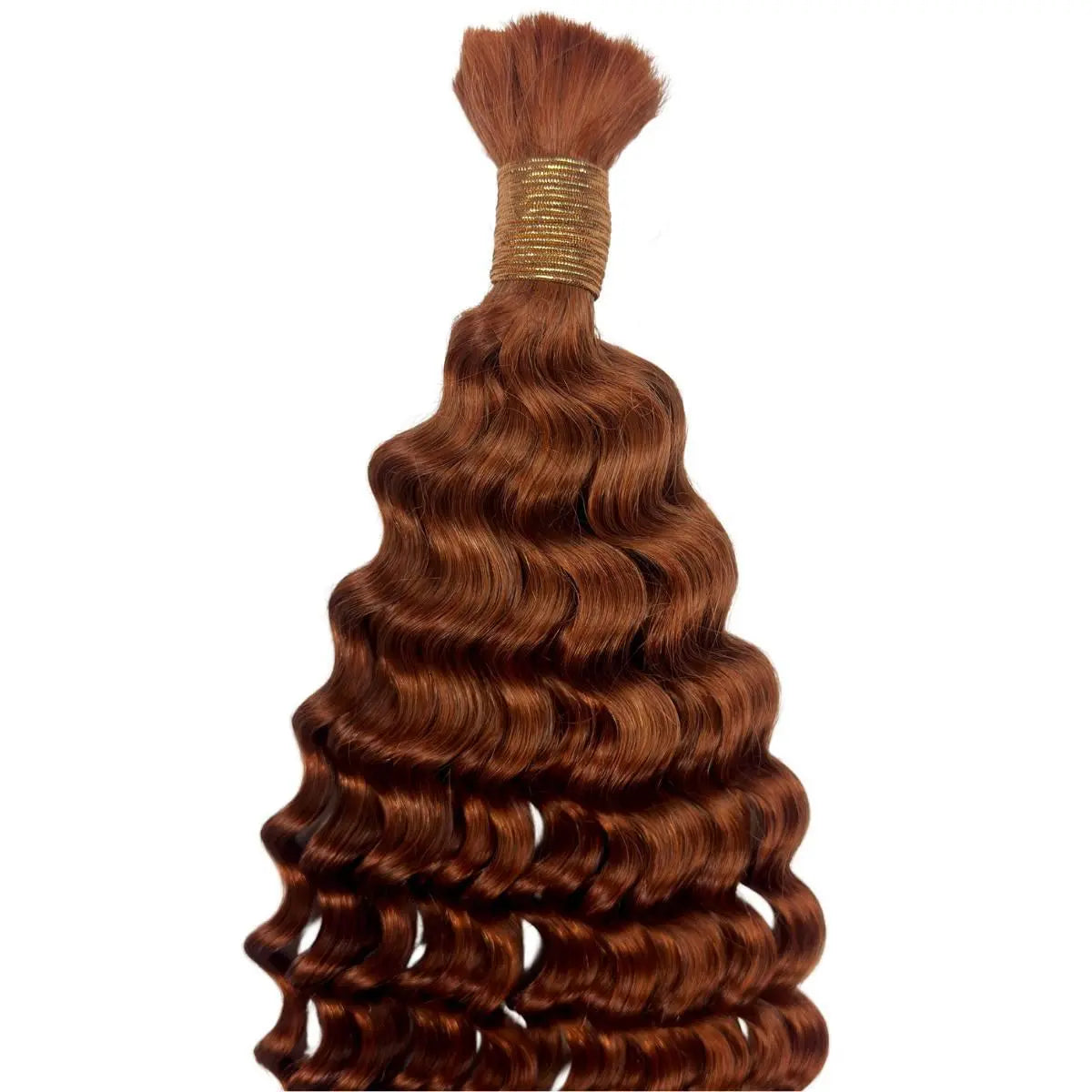 Copper Deep Wave Color 350 Bulk 100% Human Braiding Hair Private Label