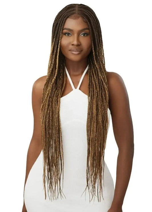 Glueless 100% Fully Hand-Tied Pre-Braided HD Transparent Whole Lace Wig - KNOTLESS BOX BRAIDS 36" JAHB BEAUTY SUPPLY