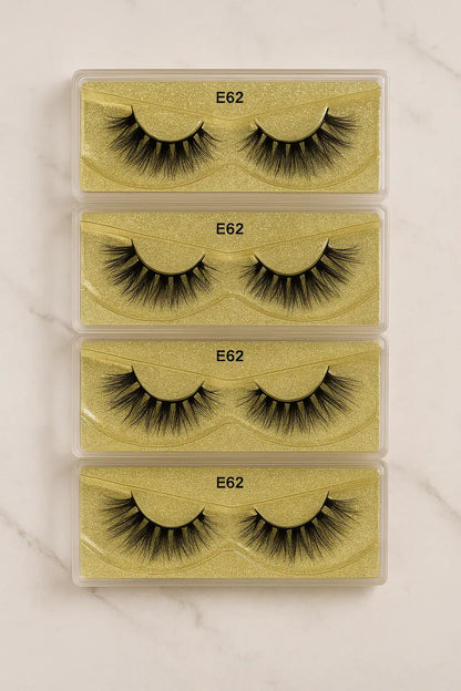 Golden Whisper – E62 Elegant Strip Lash Crown'd Cuties