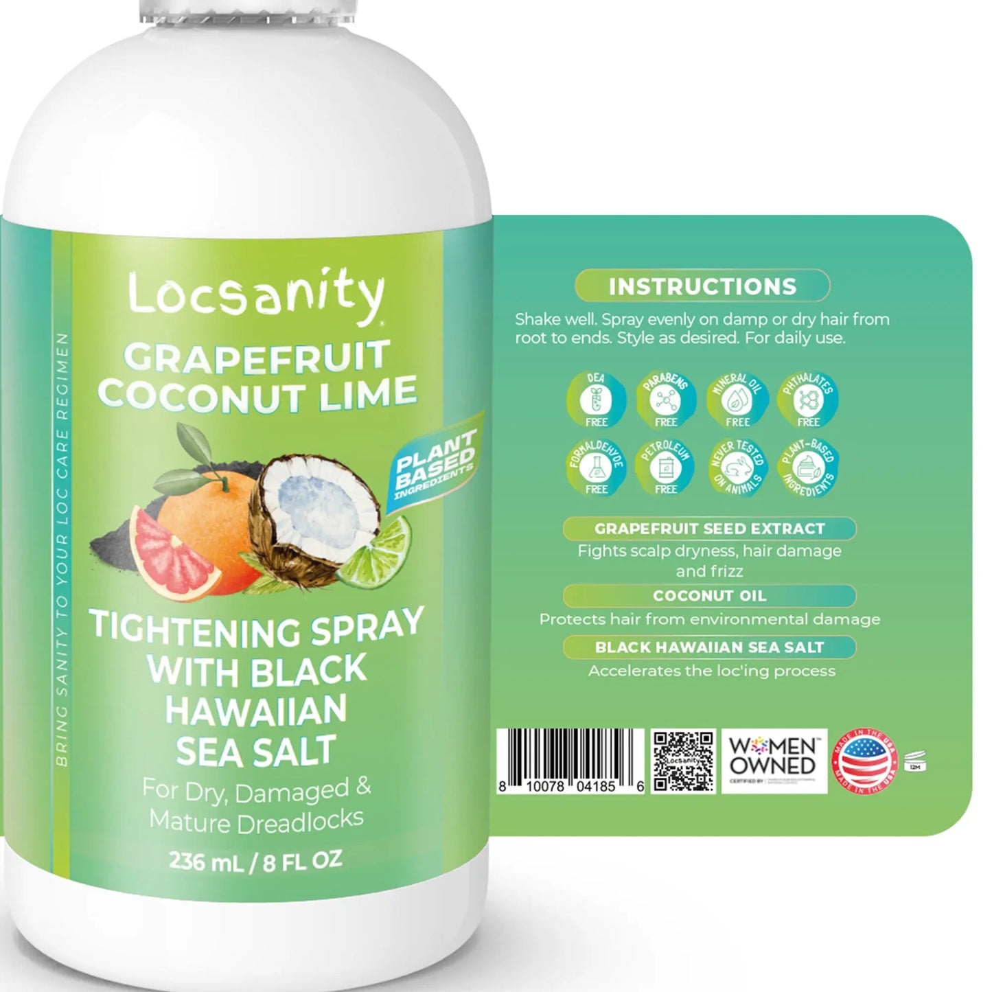Grapefruit Coconut Lime Moisturizing and Tightening Spray Mist w/ Black Hawaiian Sea Salt Locsanity