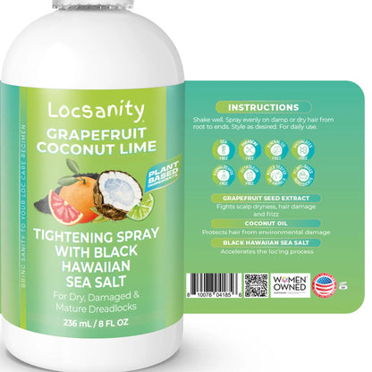 Grapefruit Coconut Lime Moisturizing and Tightening Spray Mist w/ Black Hawaiian Sea Salt Locsanity