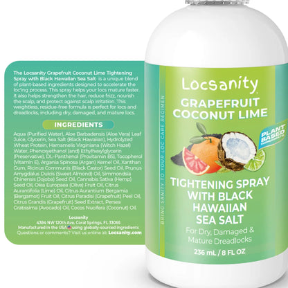 Grapefruit Coconut Lime Moisturizing and Tightening Spray Mist w/ Black Hawaiian Sea Salt Locsanity