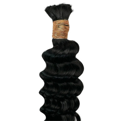 Jet Black Deep Wave Bulk 100% Human Braiding Hair Private Label