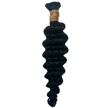 Jet Black Deep Wave Bulk 100% Human Braiding Hair Private Label