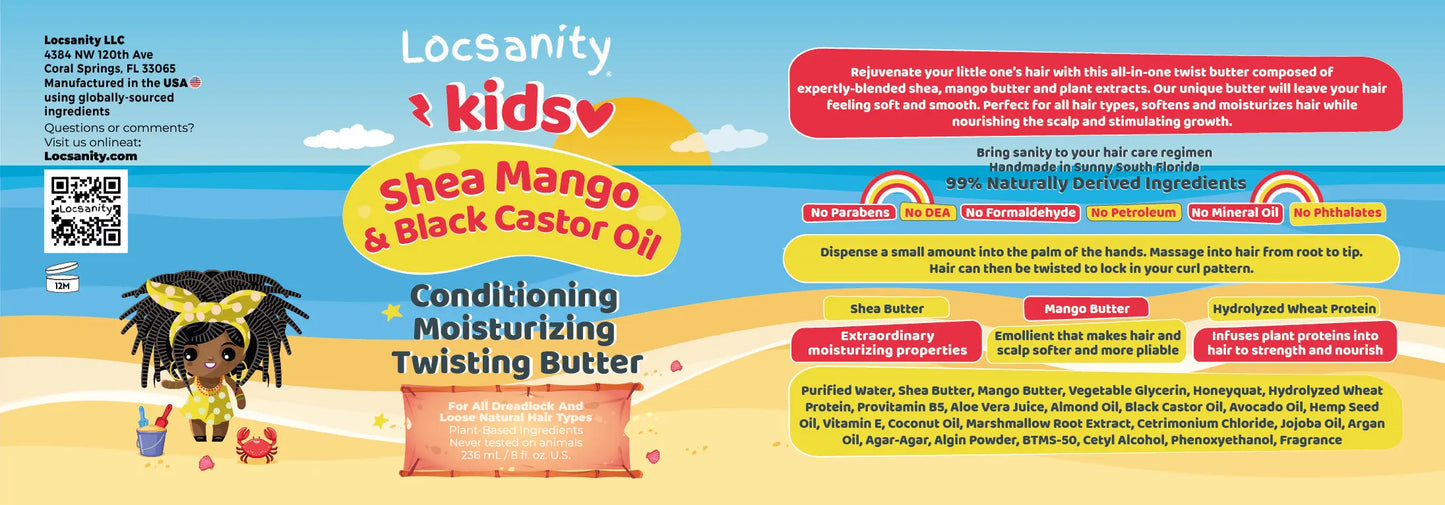Locsanity Kids Shea Mango & Black Castor Oil Conditioning, Moisturizing, Twisting Butter Locsanity