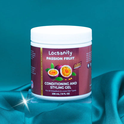 Locsanity Passion Fruit Conditioning, Styling, Rolling, Twisting, Locking Gel - Dreadlocks, Locs, Sisterlocks, Loose Natural Hair, Braidlocs Locsanity