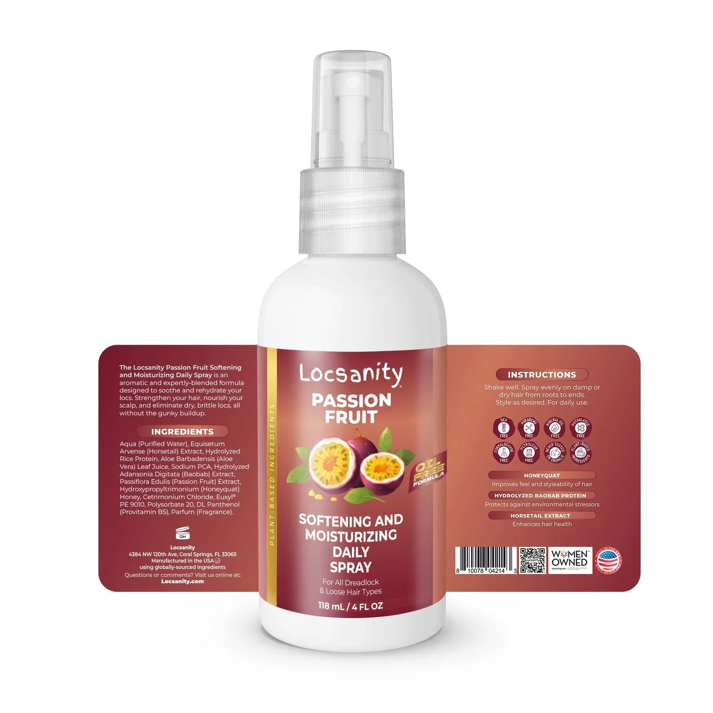 Locsanity Passion Fruit Softening and Moisturizing Daily Spray for Locs, Dreadlocks, Sisterlock, Microlock, Locs, Oil-Free Hair Scalp Moisturizer Locsanity
