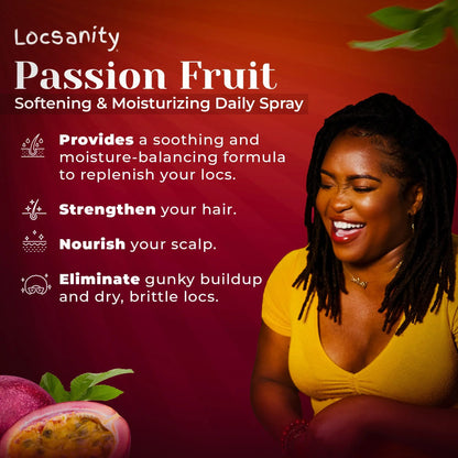 Locsanity Passion Fruit Softening and Moisturizing Daily Spray for Locs, Dreadlocks, Sisterlock, Microlock, Locs, Oil-Free Hair Scalp Moisturizer Locsanity