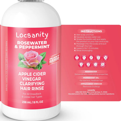 Locsanity Rosewater Peppermint Apple Cider Vinegar Clarifying Hair Rinse Detox 8oz Locsanity