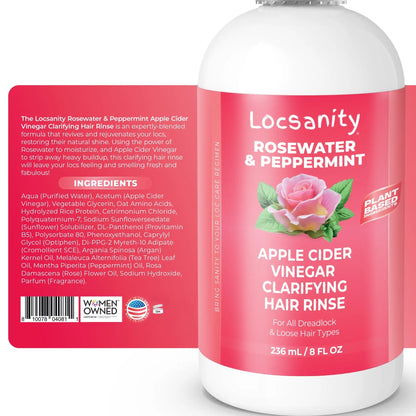 Locsanity Rosewater Peppermint Apple Cider Vinegar Clarifying Hair Rinse Detox 8oz Locsanity