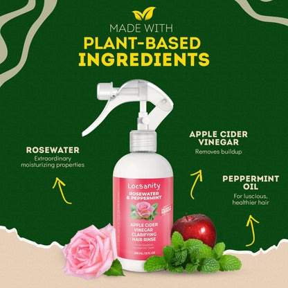 Locsanity Rosewater Peppermint Apple Cider Vinegar Clarifying Hair Rinse Detox 8oz Locsanity