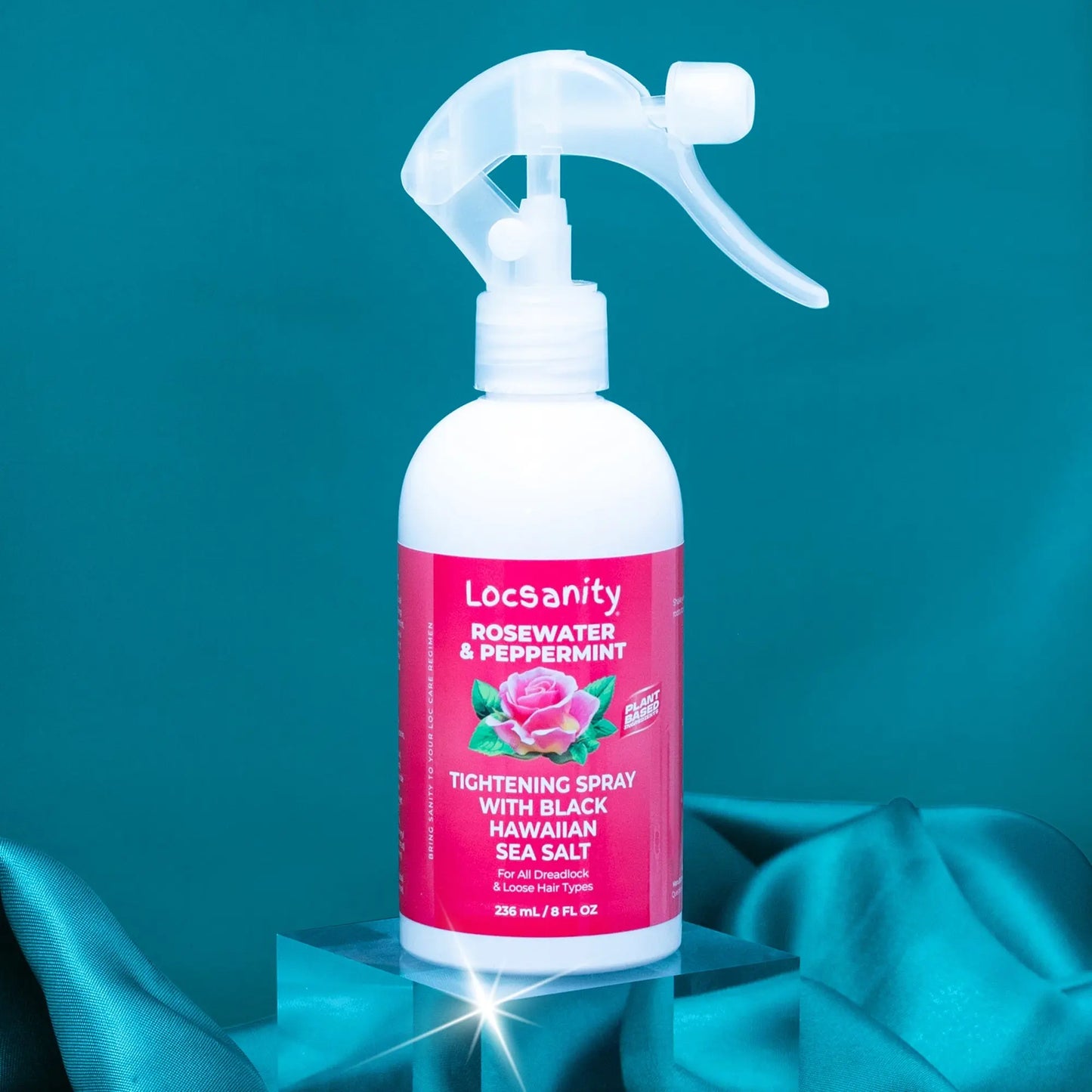 Locsanity Rosewater and Peppermint Rolling, Moisturizing, Tightening Spray Mist w/ Black Hawaiian Sea Salt Locsanity