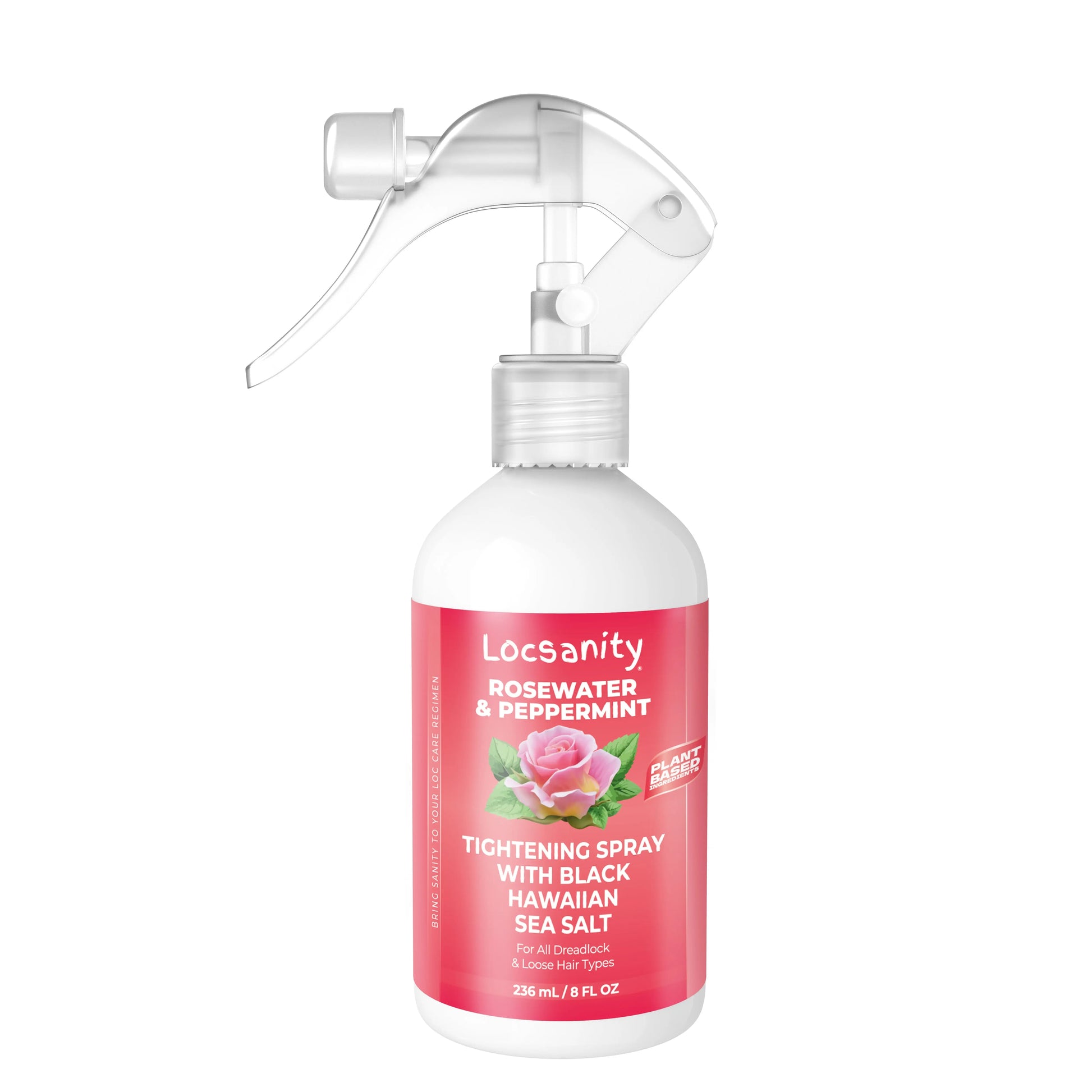 Locsanity Rosewater and Peppermint Rolling, Moisturizing, Tightening Spray Mist w/ Black Hawaiian Sea Salt Locsanity