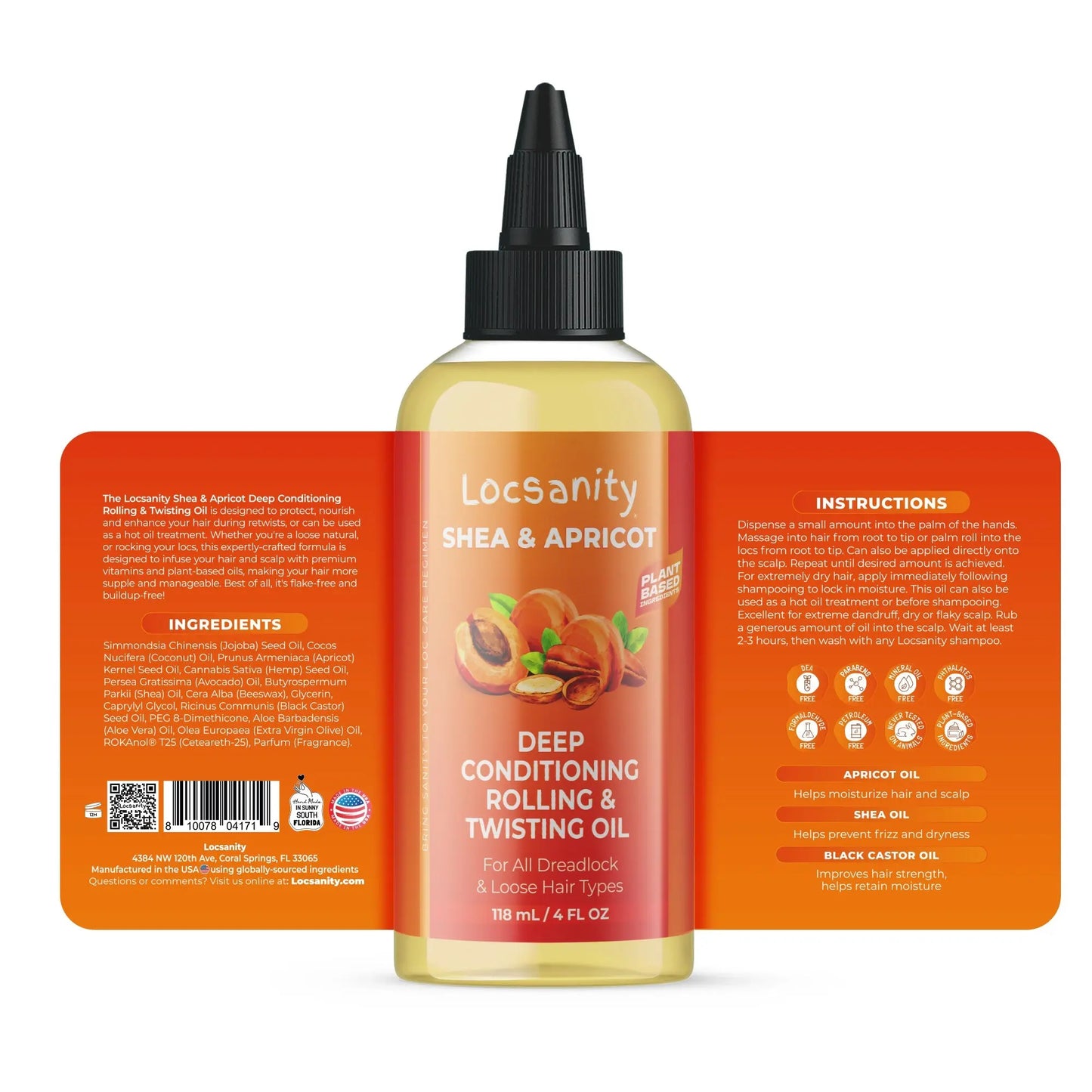 Locsanity Shea & Apricot Loose, Natural Strength & Growth Formula Dreadlock Natural Hair Rolling and Conditioning Oil Locsanity