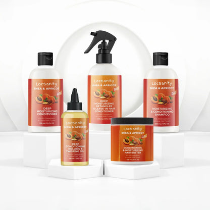 Locsanity Shea & Apricot Loose, Natural, Conditioning and Moisturizing Loose Natural Hair Care Bundle - Strength & Growth Formula Locsanity