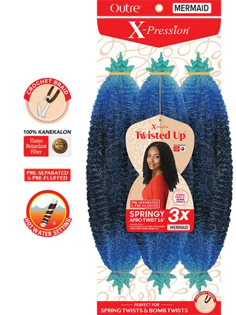 MULTI PACK DEAL] Outre X-Pression Twisted Up 3X SPRINGY AFRO TWIST Crochet Braid 16″ JAHB BEAUTY SUPPLY