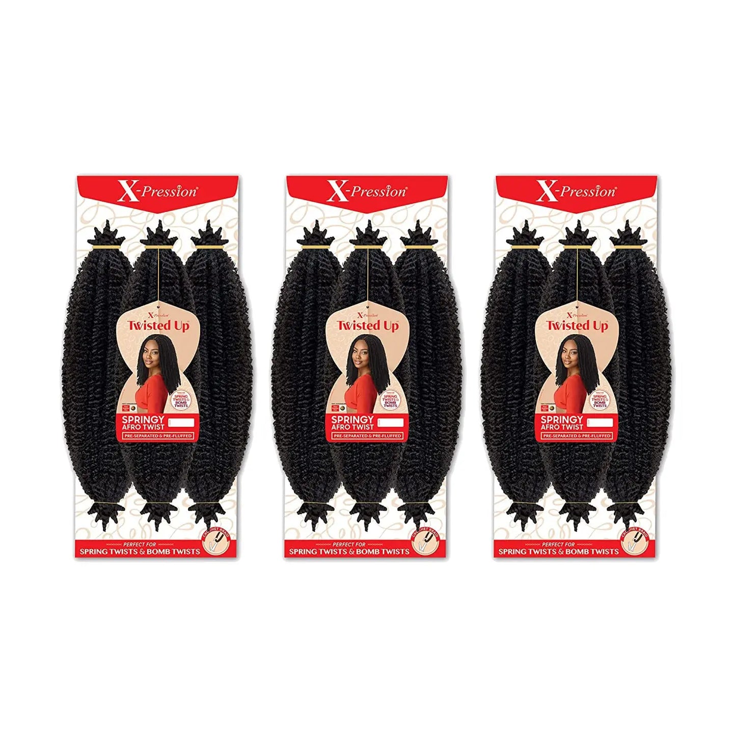 Outre Crochet Braids X-Pression Twisted Up 3X Springy Afro Twist 16" VIP Extensions