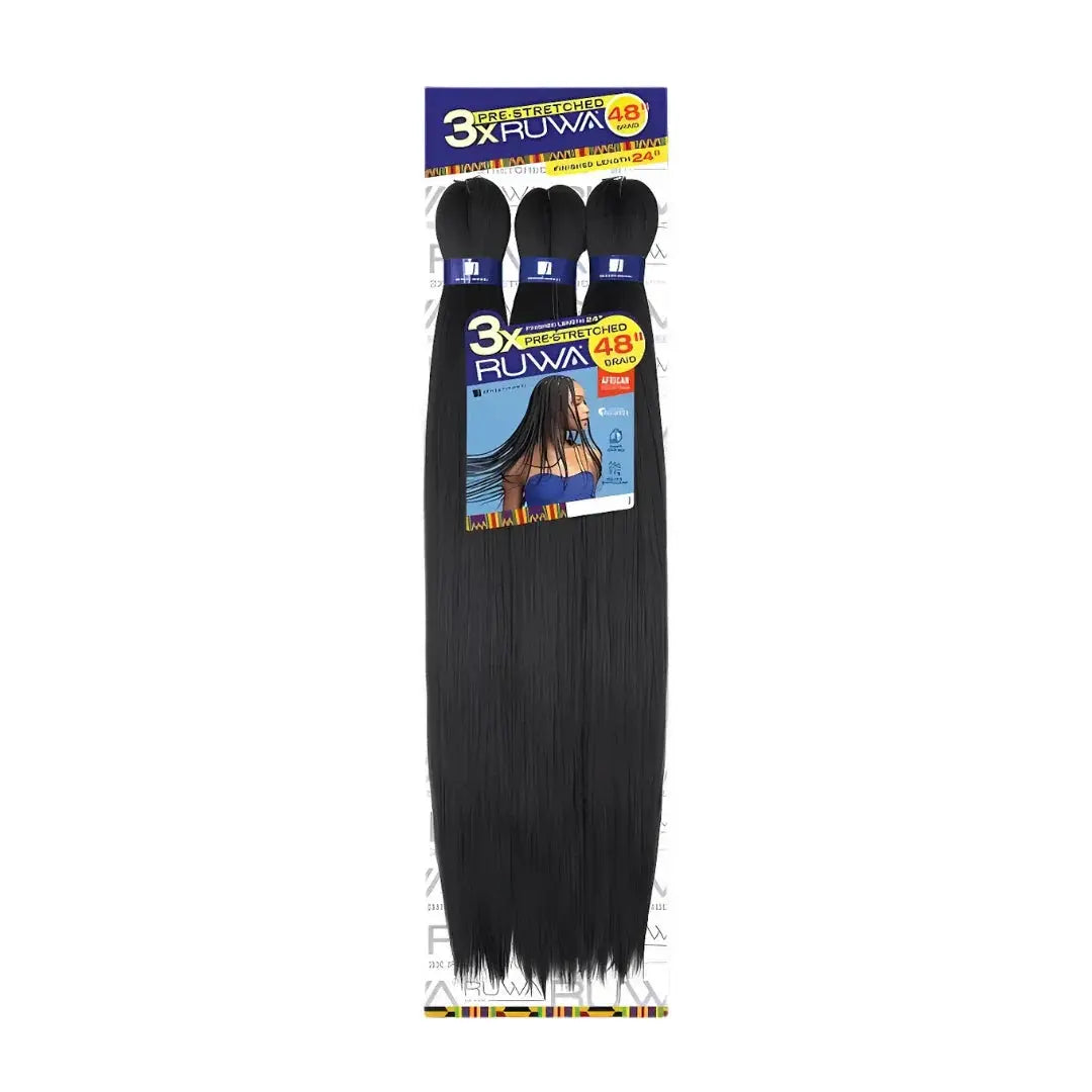RUWA Pre-Stretched Braiding Hair 3X's Pack - 48" inches JAHB BEAUTY SUPPLY
