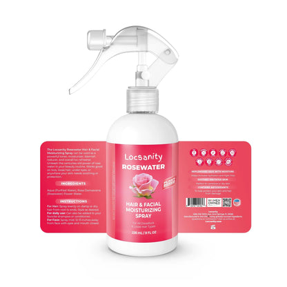 Rosewater Hair and Facial Daily Moisturizing/Refreshing Spray Locsanity