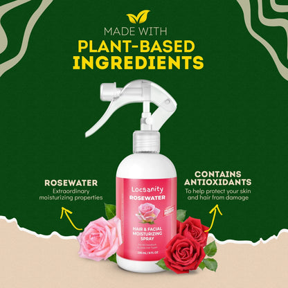 Rosewater Hair and Facial Daily Moisturizing/Refreshing Spray Locsanity