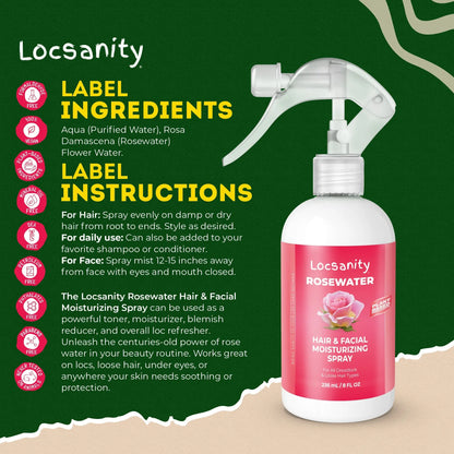 Rosewater Hair and Facial Daily Moisturizing/Refreshing Spray Locsanity
