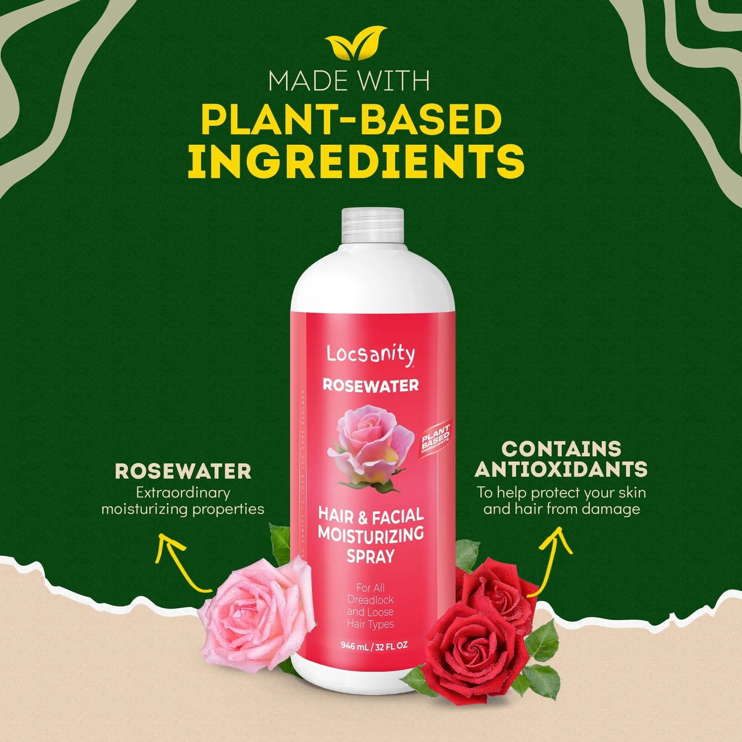 Rosewater Hair and Facial Daily Moisturizing/Refreshing Spray Locsanity