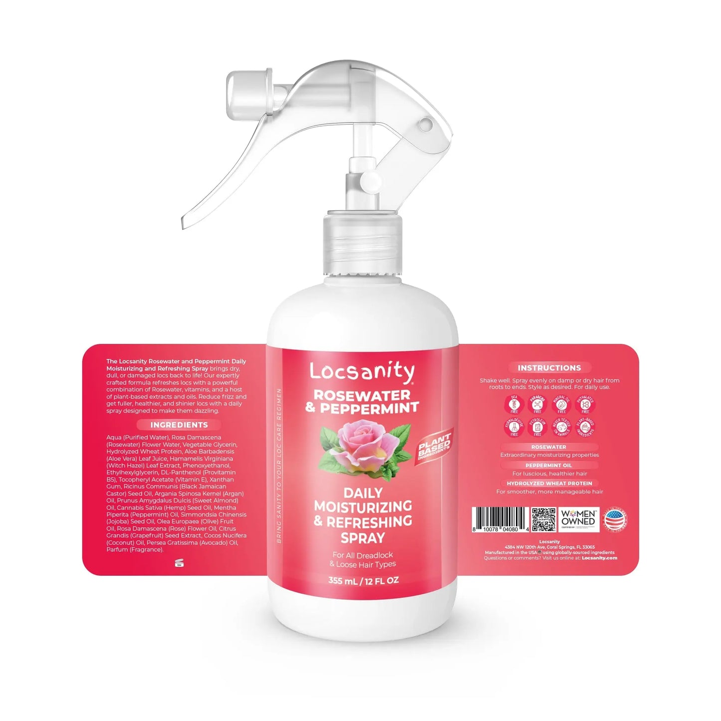 Rosewater and Peppermint Daily Moisturizing/Refreshing Spray Locsanity