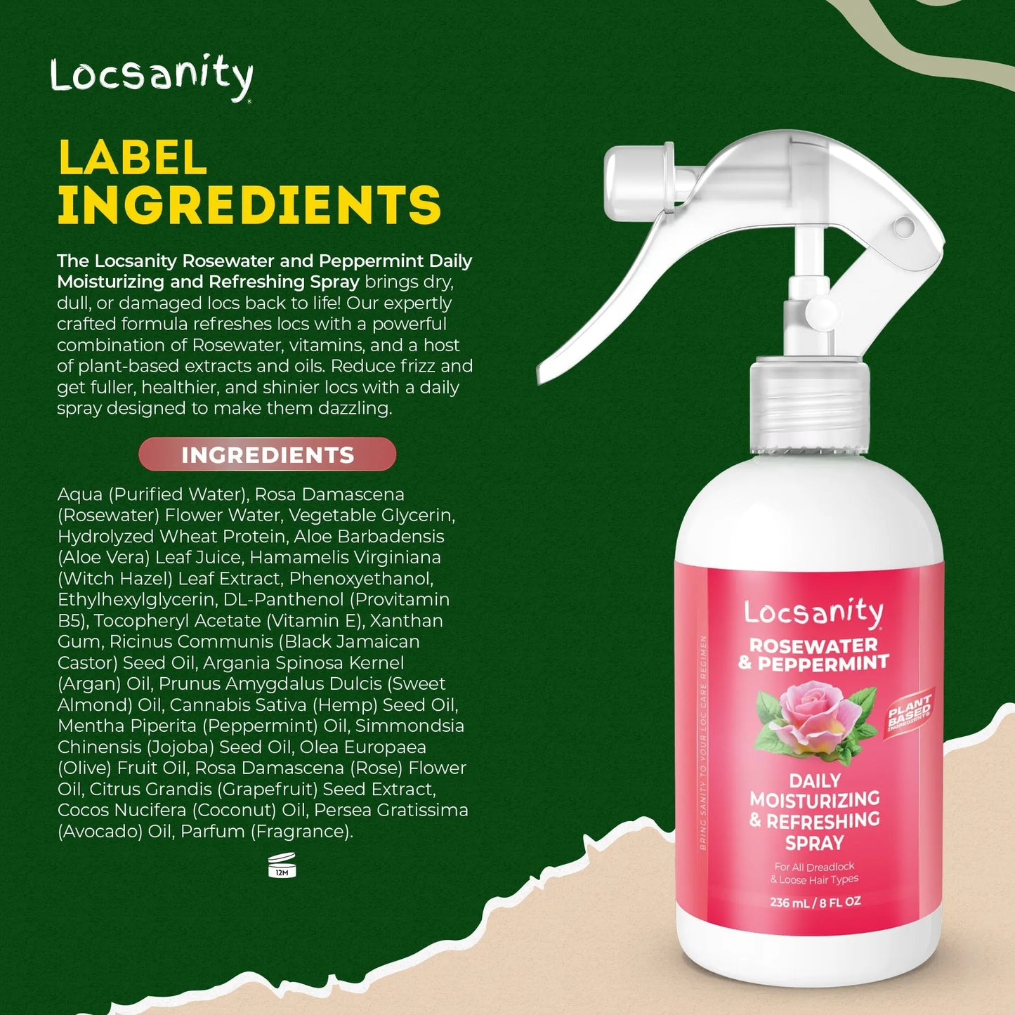 Rosewater and Peppermint Daily Moisturizing/Refreshing Spray Locsanity