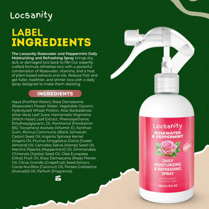 Rosewater and Peppermint Daily Moisturizing/Refreshing Spray Locsanity