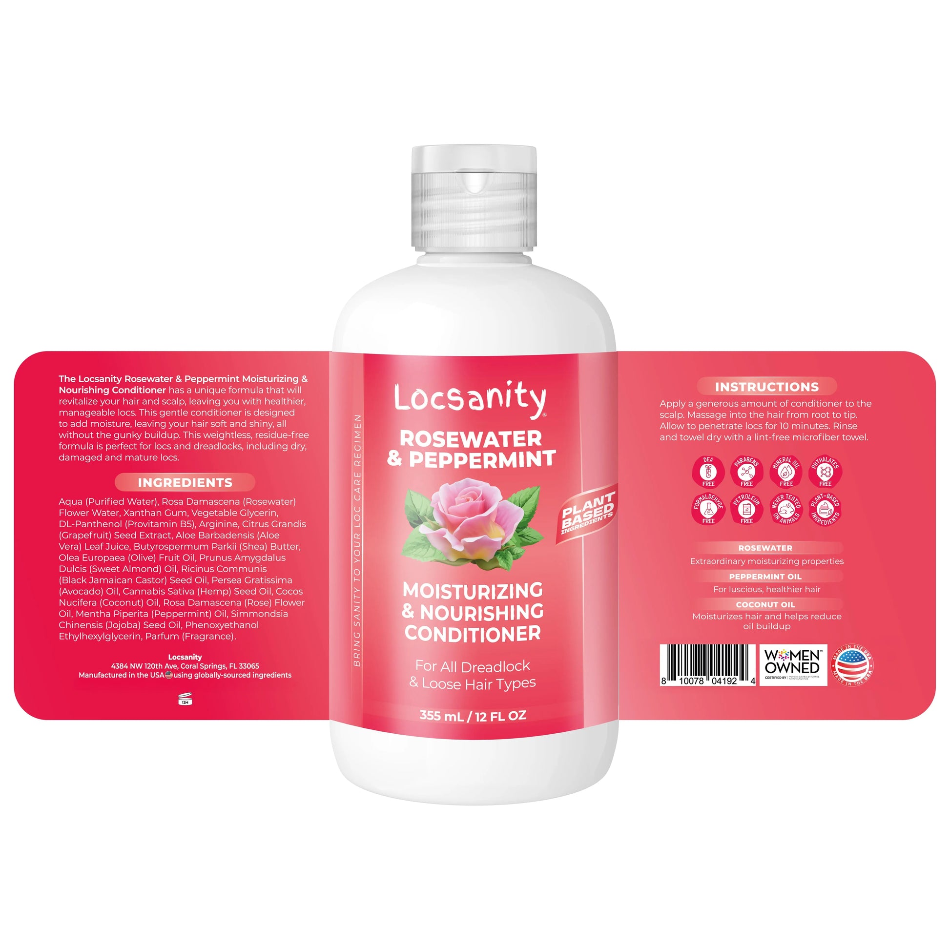 Rosewater and Peppermint Moisturizing and Nourishing Conditioner Locsanity