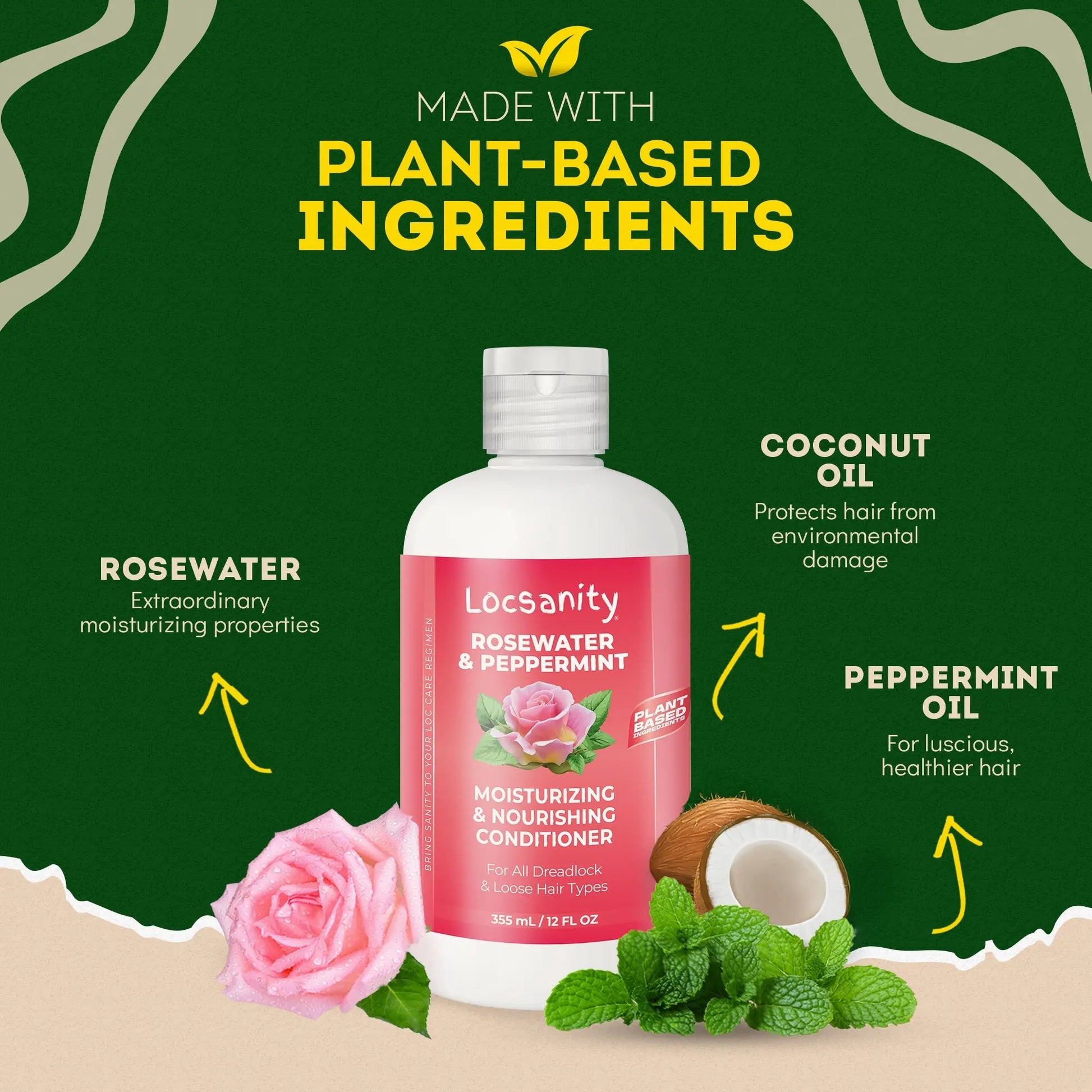 Rosewater and Peppermint Moisturizing and Nourishing Conditioner Locsanity