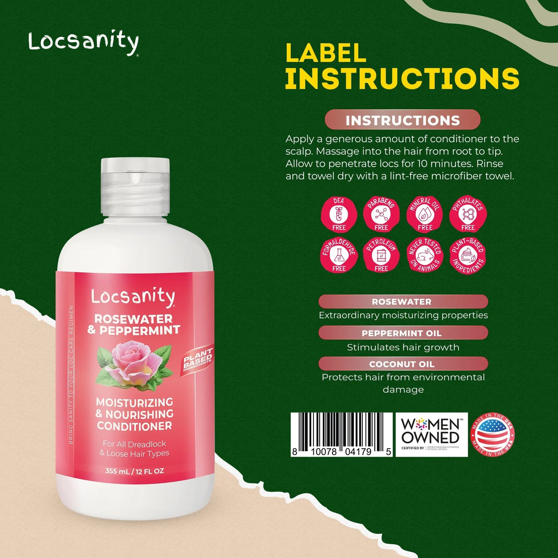 Rosewater and Peppermint Moisturizing and Nourishing Conditioner Locsanity