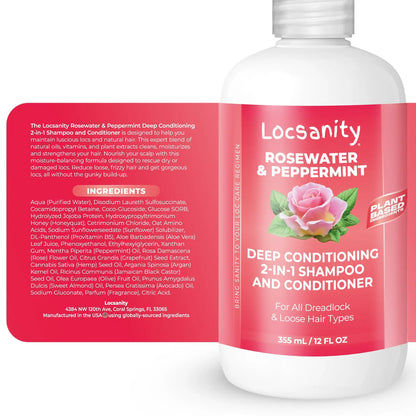 Rosewater and Peppermint Moisturizing, Conditioning and Nourishing Shampoo Locsanity