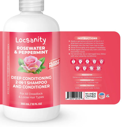 Rosewater and Peppermint Moisturizing, Conditioning and Nourishing Shampoo Locsanity